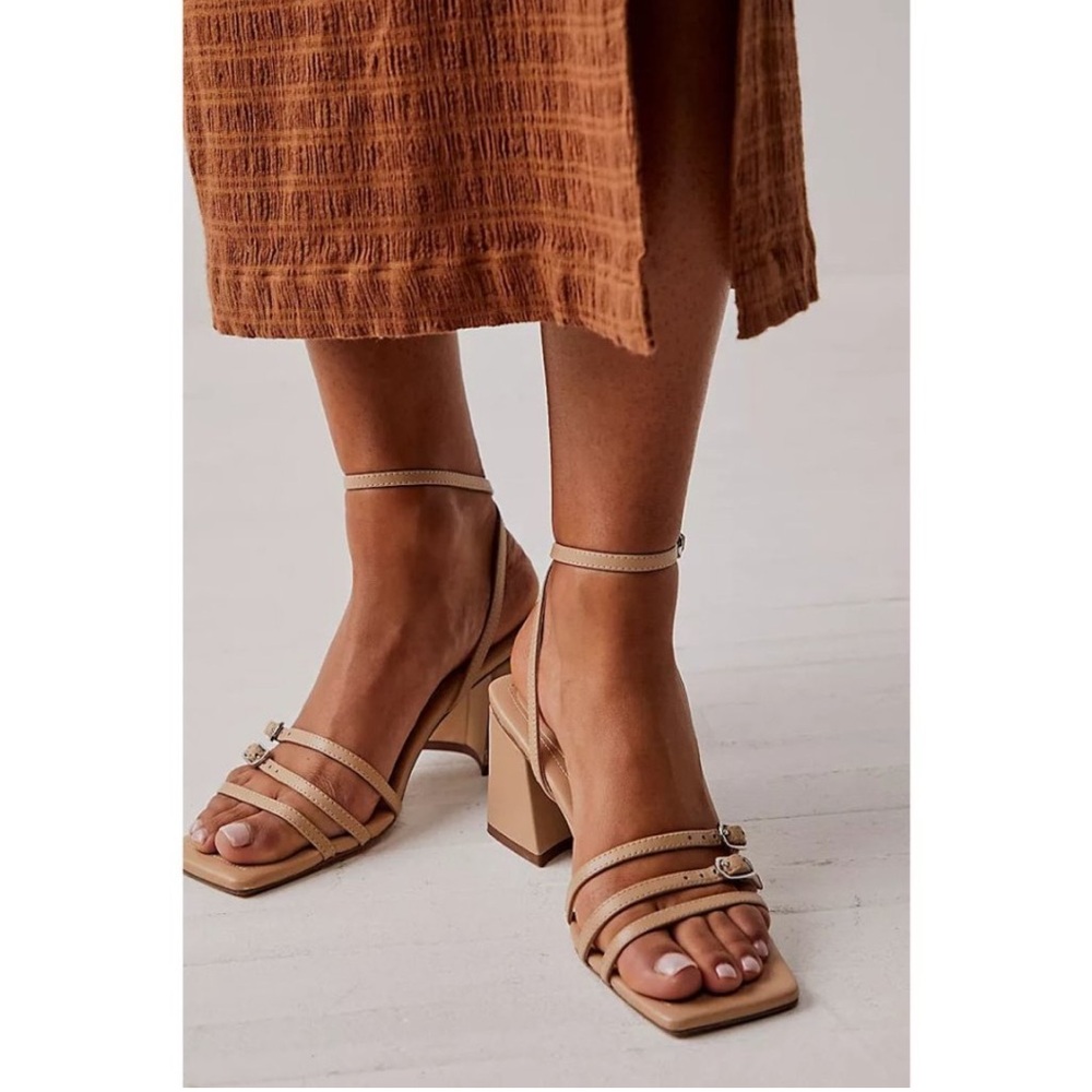 Free People Niki Strappy Block Heel in Dune